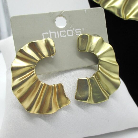 Chico's Gold-Tone Wave Hoop Earrings NWT - Picture 5 of 6
